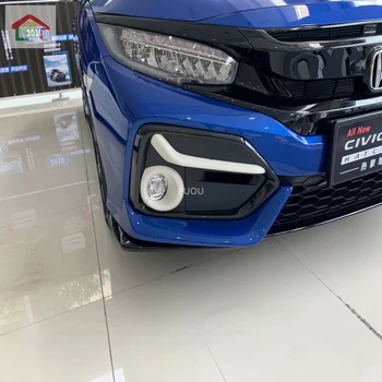 

For Honda Civic 2020 2021 Carbon Fiber Front Fog Light Lamp Eyelid Eyebrow Foglight Molding Trim Sticker Accessories Car Styling