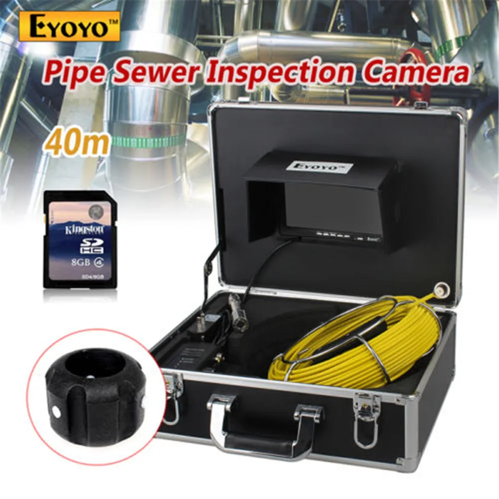 

40M/131ft 7" LCD Color Drain Sewer Pipe Inspection Camera Video Updated With SD Card Multi Language