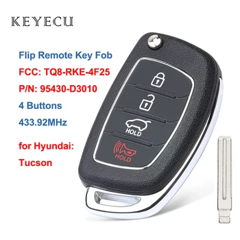 Keyecu Flip Remote Car Key 4 przyciski 433 92MHz dla Hyundai Tucson 2015 2016 2017 2018 2019 FCC ID TQ8-RKE-4F25 P N 95430-D3010 tanie i dobre opinie dostępna CN (pochodzenie) Flip Remote Car Key 4 Buttons 433 92MHz for Hyundai Tucson 2015 2016 2 P N 95430-D3010 95430 D3010 95430D3010