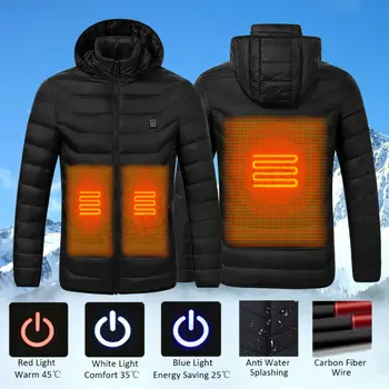 

Mens Womens Electric Heating Vest USB Heated Coat Hooded Winter Warm Jacket