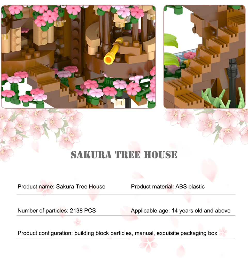 Mini Sakura Tree House Blocks Japanese Street View Cherry Blossom Model Building 6 H81e77b7e008040bda6414cfe3c4f29adY