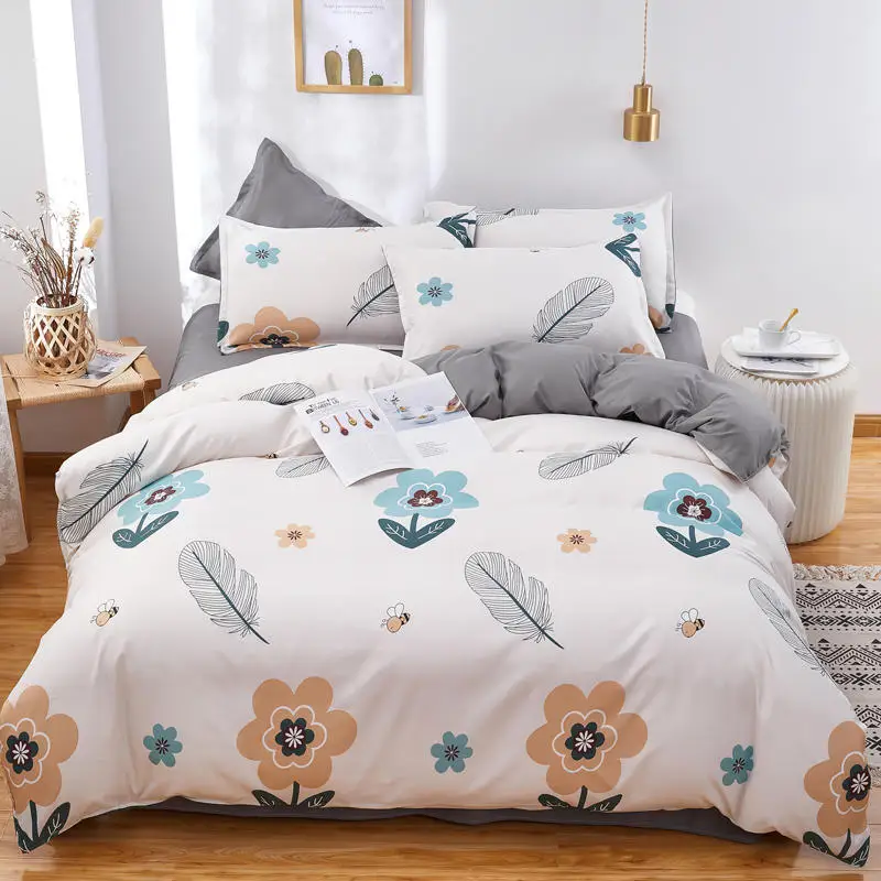 

Printed White bedding sets Home Bedding Set 3/4pcs High Quality Lovely Cute Adult Child Pattern with Star tree flower