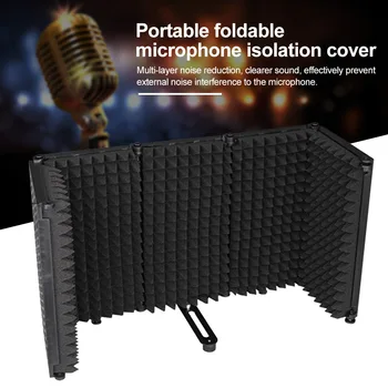

ABS Foldable Portable Microphone Isolation Shield Noise Reduction Sound Absorber Soundproof Windscreen Adjustable Angle Filter
