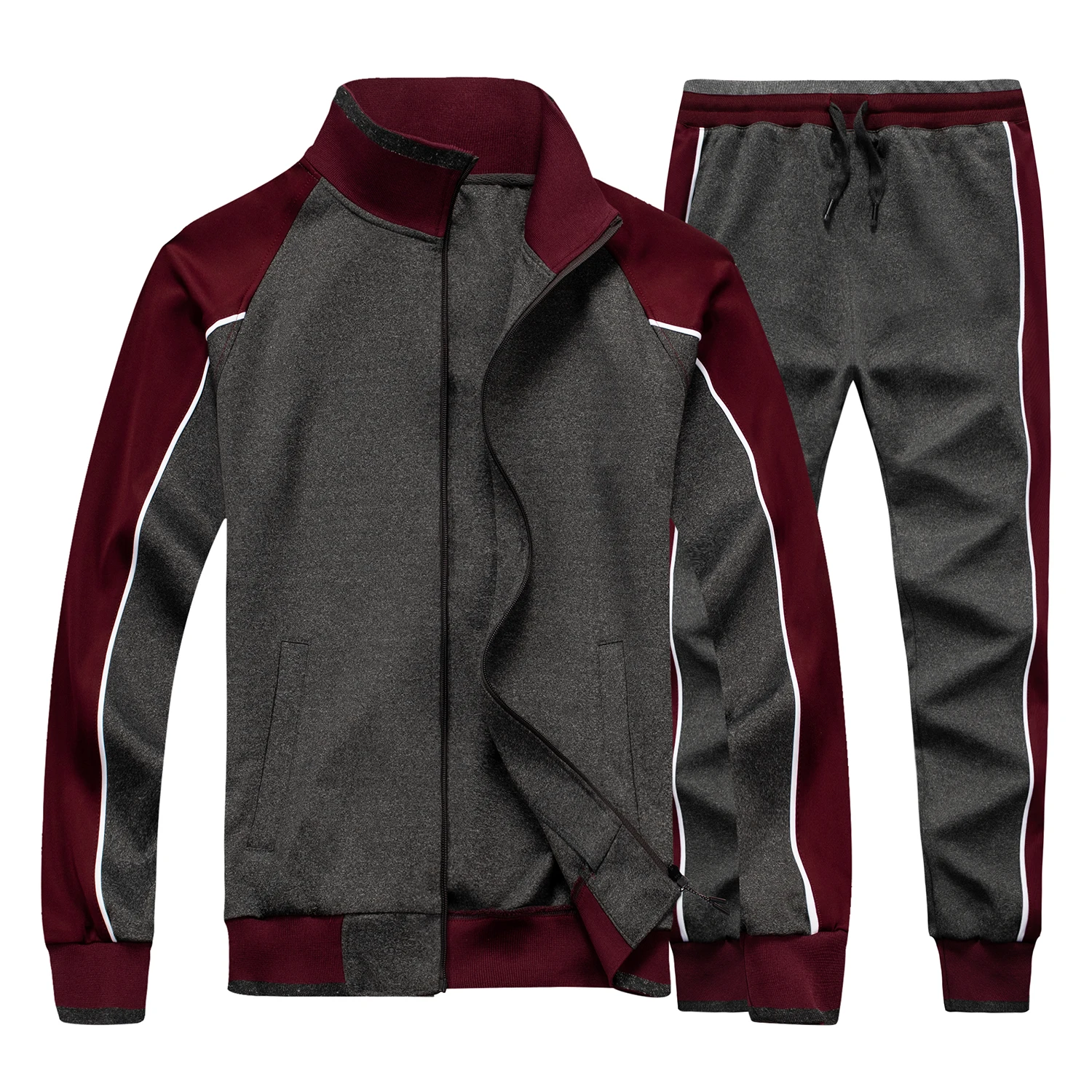 Koop Mannen Sportkleding Casual Lente Trainingspak Mannen Twee Stukken Sets Stand Kraag Jassen Sweatshirt Broek Joggers Trainingspak Running