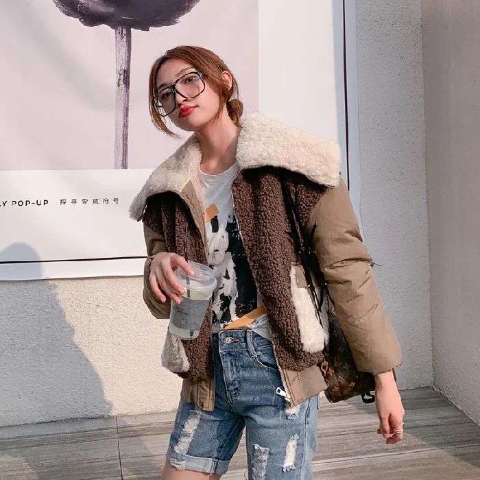 

Photo Shoot New Style ke li rong Lambs Wool Thick Fur down Jacket Cotton-padded Clothes Women's Fur Clothing Short Coat