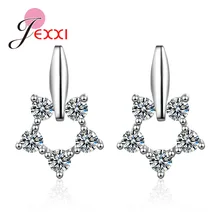 Романтические блестящие белые серьги-гвоздики с цирконием класса AAA для женщин, однотонные 925 пробы серебряные свадебные ювелирные изделия для помолвки