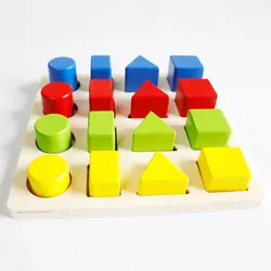 Деревянная геометрическая деревянные игрушки форма головоломка Монтессори Сортировка математические кирпичи Дошкольное обучение