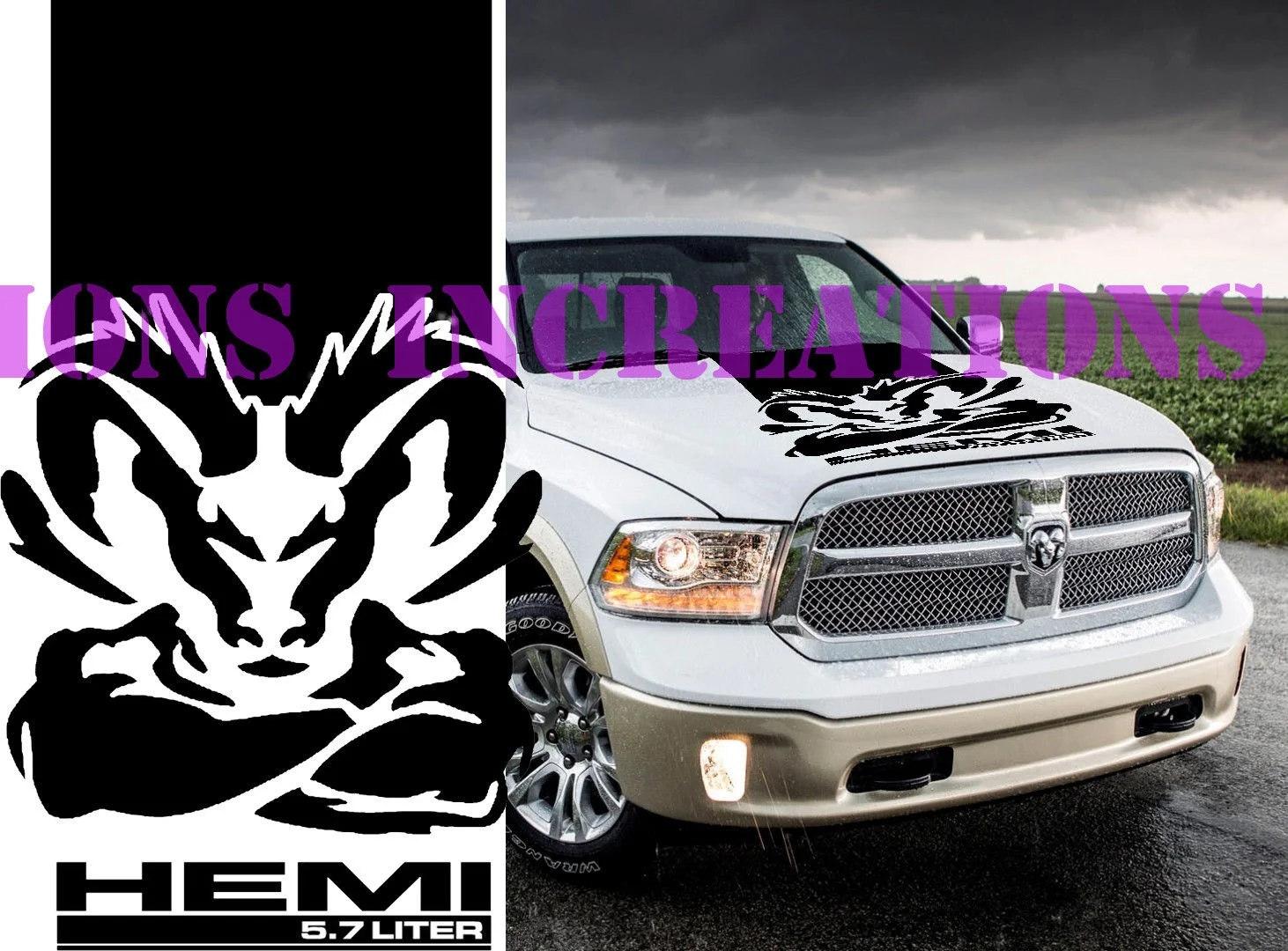 Для универсальных Hemi 5.7l Dodge Ram Hood Stripe автомобильные наклейки Mopar наклейки гоночная графика