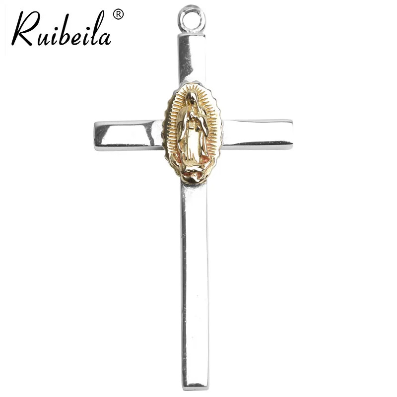 Ruibeila 925 Argent Croix Vierge Marie Pendentif Collier Hommes et Femmes Rétro Sterling Envoyer des Amis | Украшения и