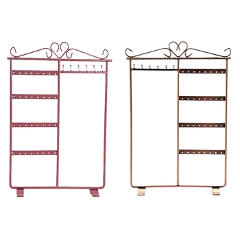 

32 Hole 6-Hook Metal Jewelry Rack Necklace Earring Display Rack 4-Layer Jewelry Display Rack Storage Rack