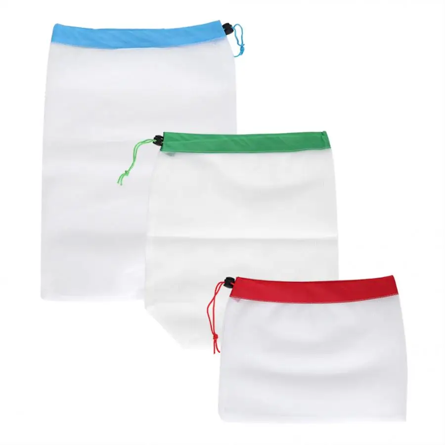 16Pcs Reusable Cotton Produce Bags Mesh Vegetable Bags Kitchen Washable Shopping Storage Fruit Grocery Bags with Drawstring