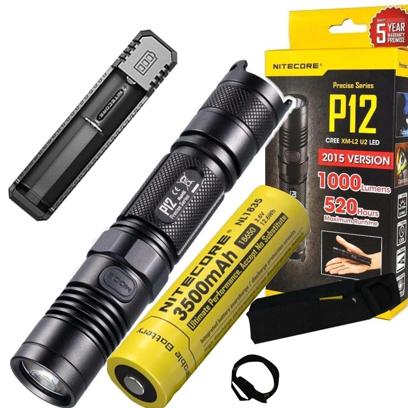 Тактическая вспышка NITECORE P12 CREE XM L2 U2 светодиодная лампа макс. 1000 люмен расстояние