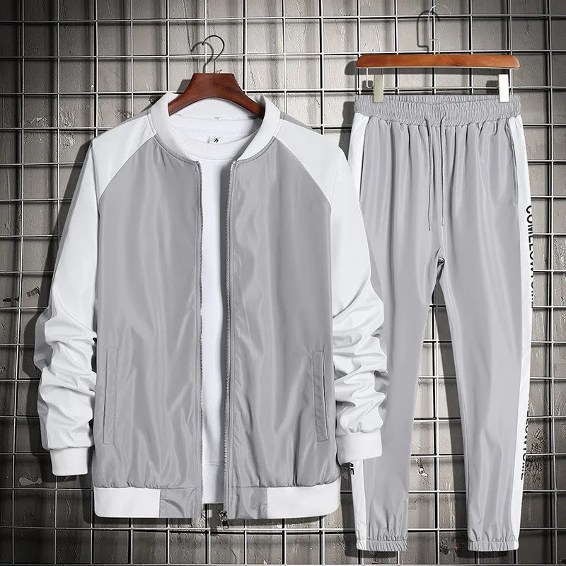 Chándal de dos piezas para hombre, conjunto de marca, ropa deportiva, chaqueta de otoño primavera + Pantalones, traje deportivo informal, Hip-Hop, 2021