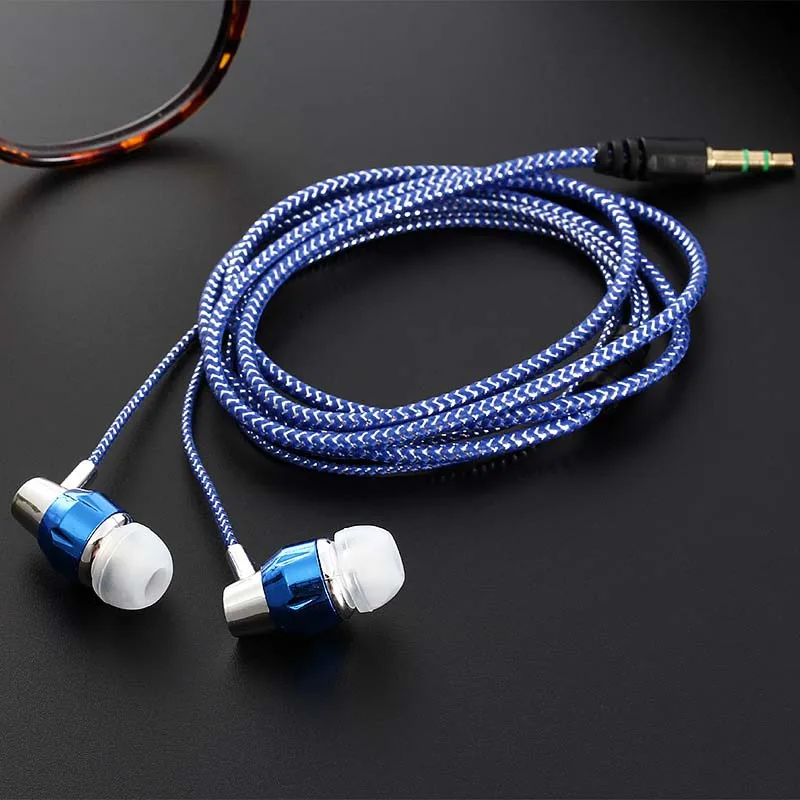 

Universal 3.5mm In-ear Woven Cloth Cord Earphone Stereo Bass Music Headset for Samsung Xiaomi Huawei Smartphones MP3