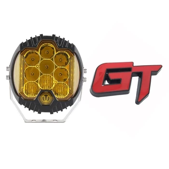 

2 Pcs Car Accessories: 1 Pcs 3D Gt Logo Car Sticker & 1 Pcs 7 Inch Led Work Spotlight 90W LED Car Driving Light