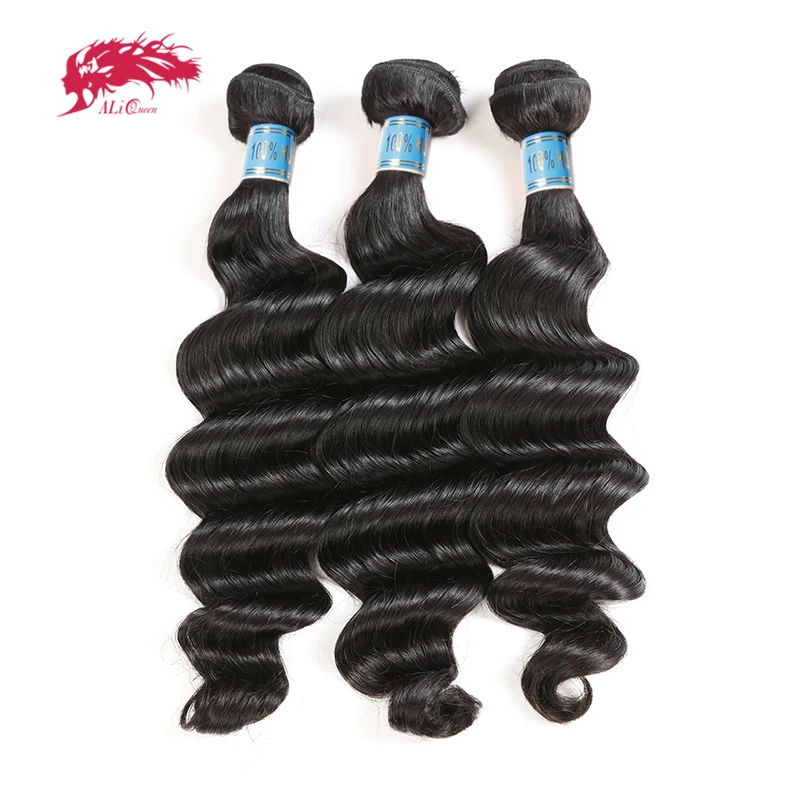 

Ali Queen Hair Virgin Hair 3Pcs Peruvian Loose Deep 100% Human Hair Weaves Bundles Natural Color 12"-26" Human Hair Extensions