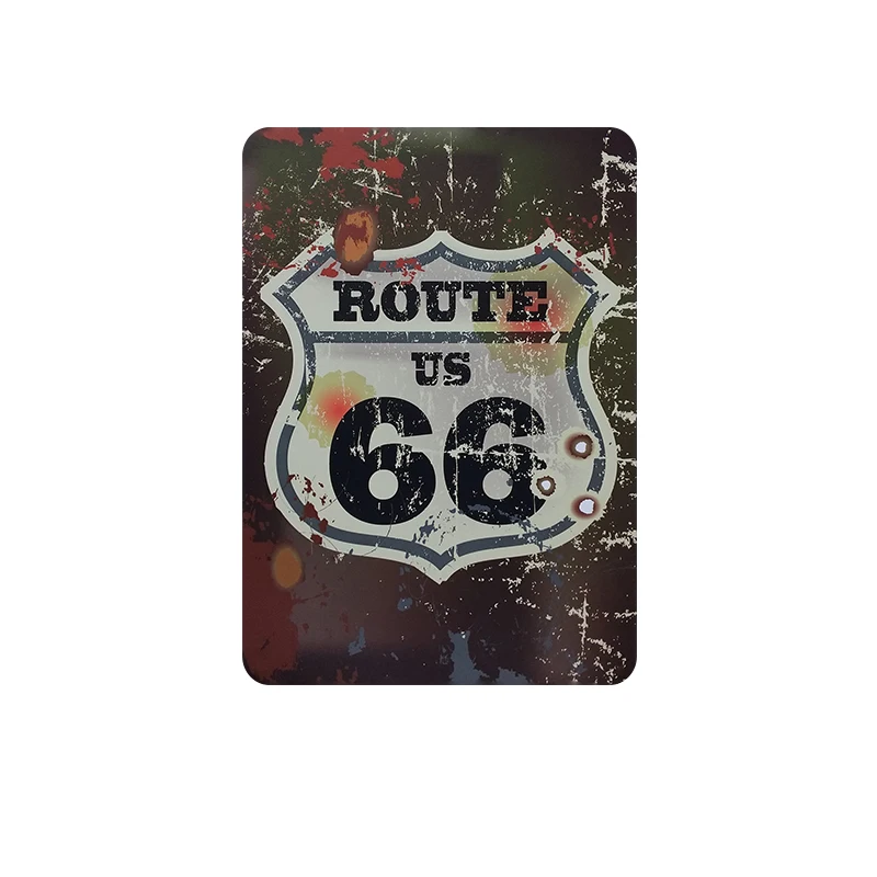 Синий Route 66 металлическая жестяная вывеска Ретро плакат Декор Наклейка металлическая стена ремесло табличка Targhe In Metallo - Цвет: Синий