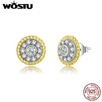 

WOSTU Clear Cubic Zircon Earrings 925 Sterling Silver Elegant CZ Exquisite Stud Earrings for Women Wedding Jewelry CTE397