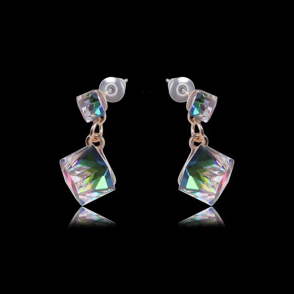 

Women's Dangle Earring Gradient Color Novel Zicon Cube Geometry Earring New Stylish Jewelry Gift For Women