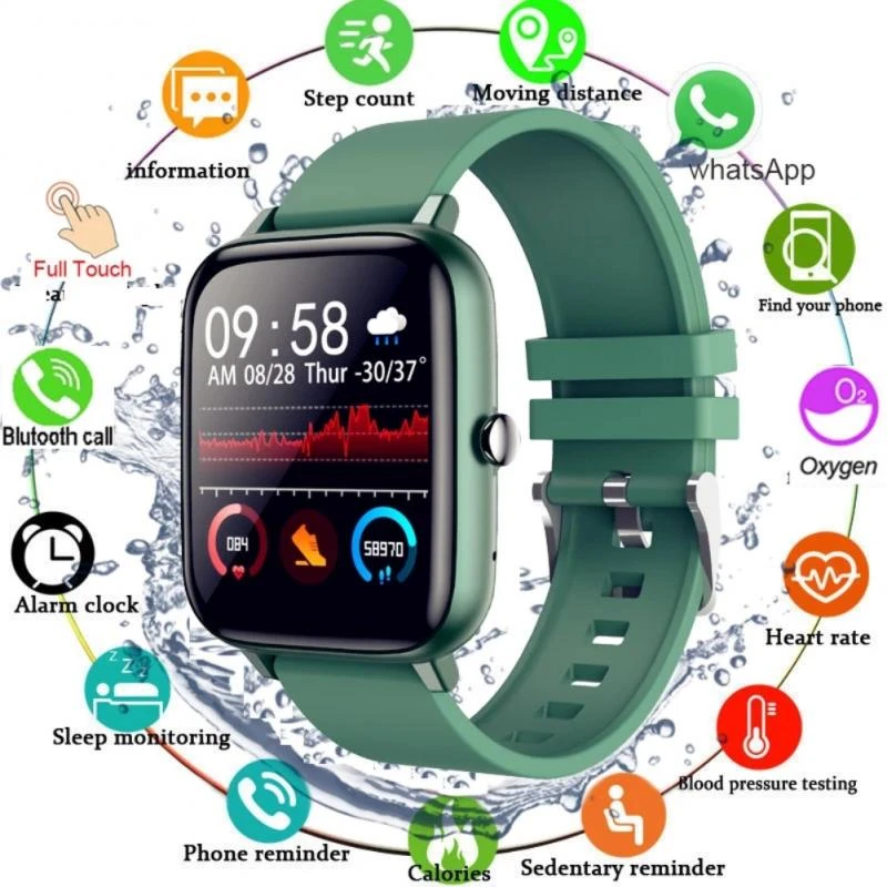2021 Smart Watch Men Women Full Touch Blood Pressure Monitor Fitness Tracker Sport Smartwatch Watch for Android IOS Smart Clock