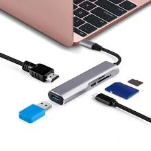 Mosible USB 3,1 type-C концентратор к HDMI адаптер 4K Thunderbolt 3 USB C концентратор с концентратором 3,0 TF sd-ридер слот PD для MacBook Pro/Air