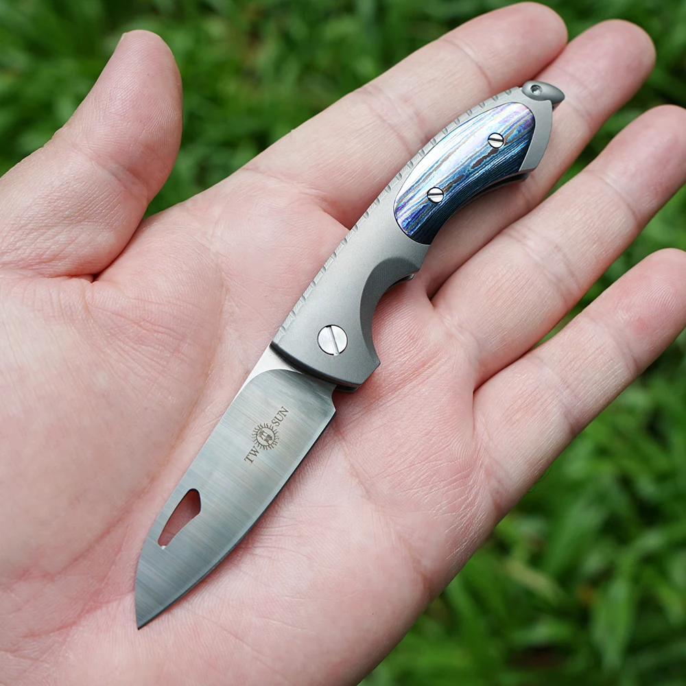 TWOSUN Микро Мини скользящий шарнир S90V складной карманный нож Походный нож охотничий нож открытый инструмент для выживания EDC титановый TS188-TIDA