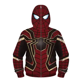 

Boys Girls Zipper Hoodies Teens Autumn Spiderman Outerwear Kids Hooded Sweatshirt Clothes Children Long Sleeve Pullover Tops 3D