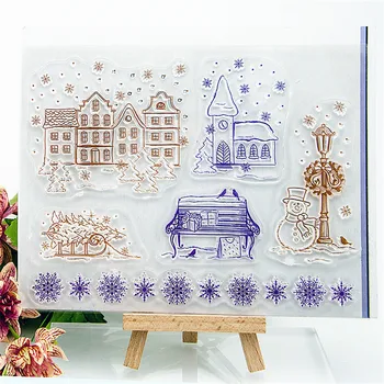

14x18cm Snow country Transparent Clear Stamps Silicone Seals Roller Stamp DIY scrapbooking photo album/Card Making Christmas