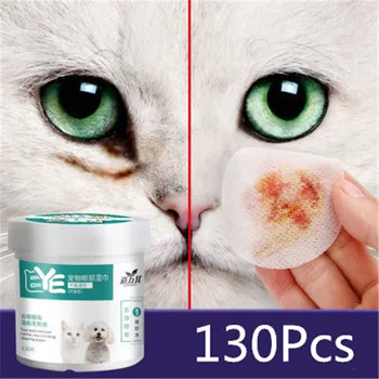 130Pcs Pets Dogs Cats Cleaning Paper Towels Eyes Wet Wipes Tear Stain Remover Gentle Non-initiating Wipes Pet Grooming Supplies