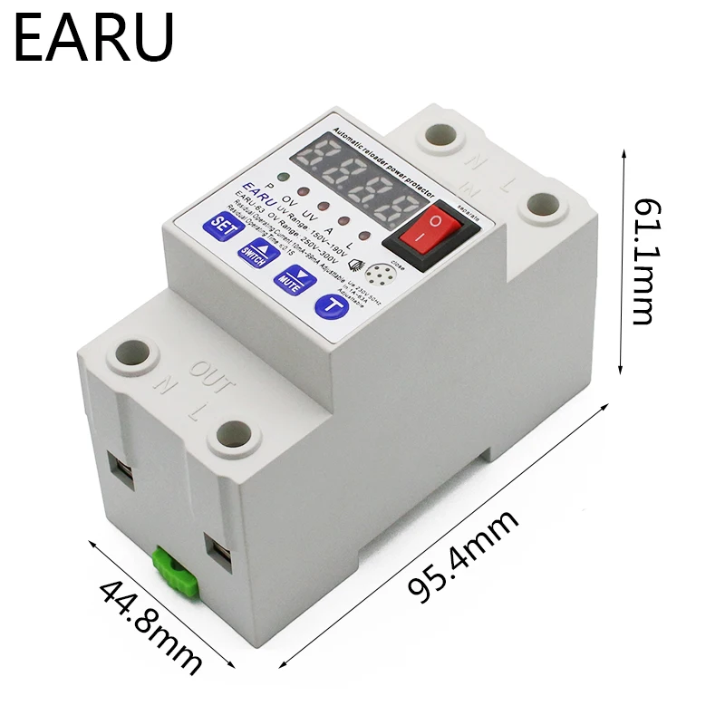Zerone Over and Under Voltage Protector,Digital Display Automatic Reconnect Voltage Monitor Relay 63A Zerone Over and Under Voltage Protector,Digital Display Automatic Reconnect Voltage Monitor Relay 63A