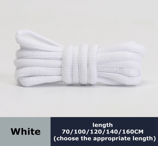 Men's and women's sports shoelaces color flat semicircular shoelace Suitable for all shoes Round laces 23 colors 1 pair white