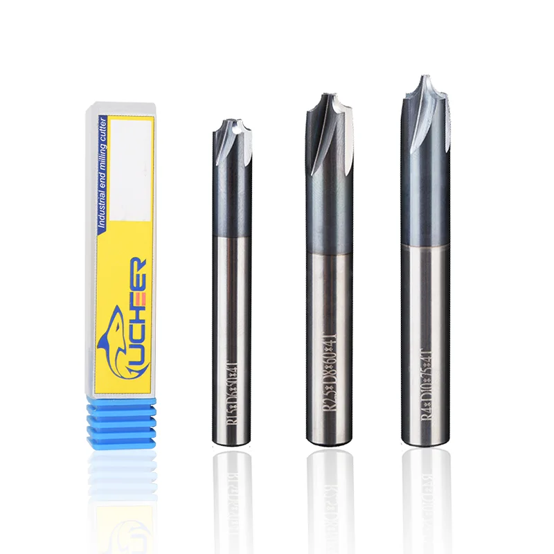 

UCHEER 1PC Solid Carbide Inner R Angle End Mill 2/4 Flutes CNC Milling Cutter Chamfering Router Bit