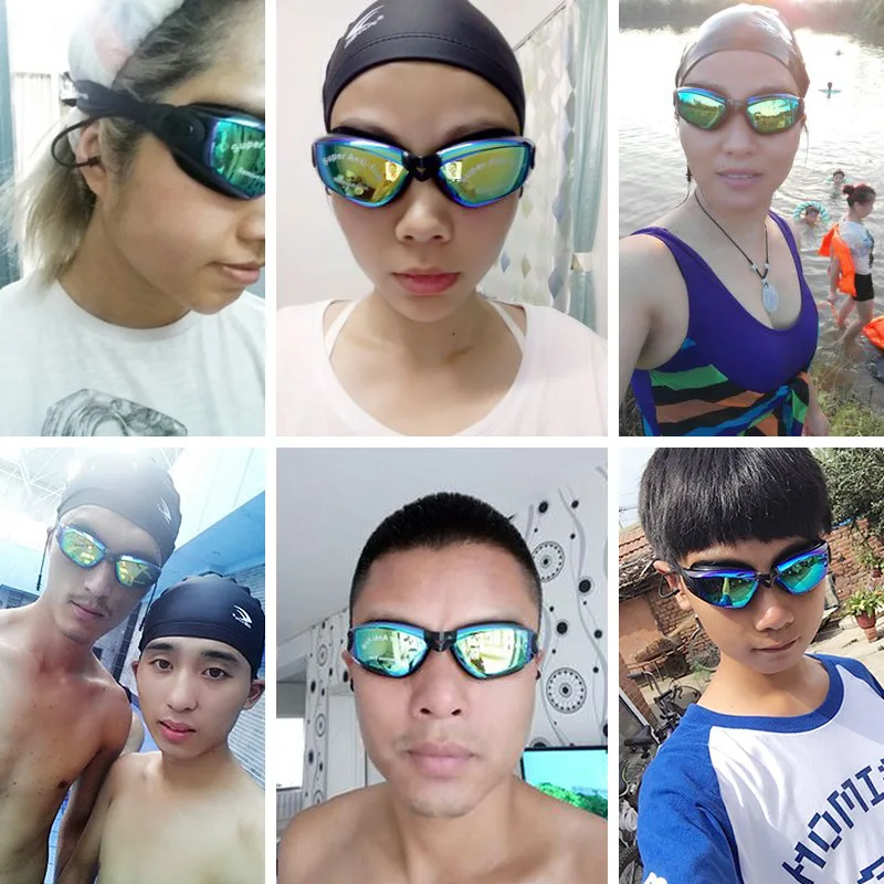 

Factory Sales Goggles Anti-fog Big Box Electroplated Prescription Swimming Goggles Men's Colorful Swimming Glasses nv dai Earplu