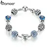 [Coupon $15 OFF $3] BAMOER Silver Plated Charm Bracelet & Bangle with Love and Flower Beads  4 Colors 18CM 20CM 21CM PA1455 ► Photo 3/5