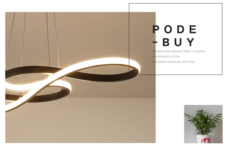 Luminária pendente de led moderna dourada, para