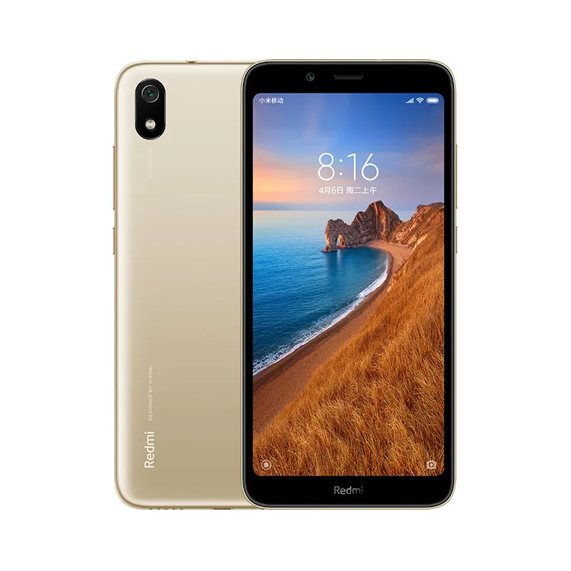 Xiaomi Redmi 7A с глобальной прошивкой, 2 ГБ, 16 ГБ, 4000 мА/ч, большой аккумулятор, смартфон, полноэкранный экран 5,45 дюйма, Восьмиядерный процессор Snapdargon 439, камера 13 МП+ 5 МП - Цвет: Gold