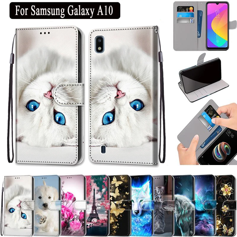 Кожаный чехол книжка для Samsung Galaxy A10 с бумажником a10 A105F Samsunga10 бампер аниме