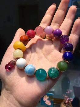 

13mm Natural Different Mixed Moonstone Larimar Tanzanite Jade Lapis Amber Kunzite Beads Bracelet Tourmaline Pendant AAAAAA