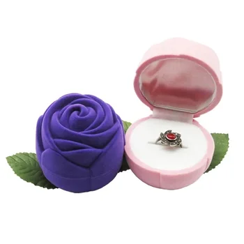 

Rose flower Shape Lovely Velvet Wedding Engagement Ring Box For Earrings Necklace Bracelet Jewelry Display Gift Box Holder