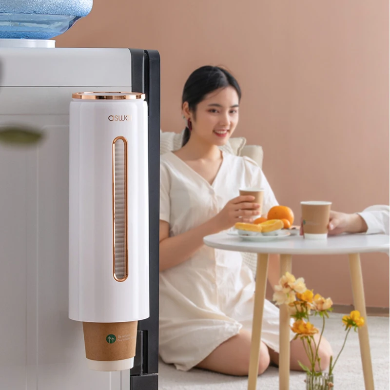 Paper Cup Dispenser Holder Automatic Disposable Cup Storage Rack Wall Mounted Holder Organizer Water Dispenser Cups Stand