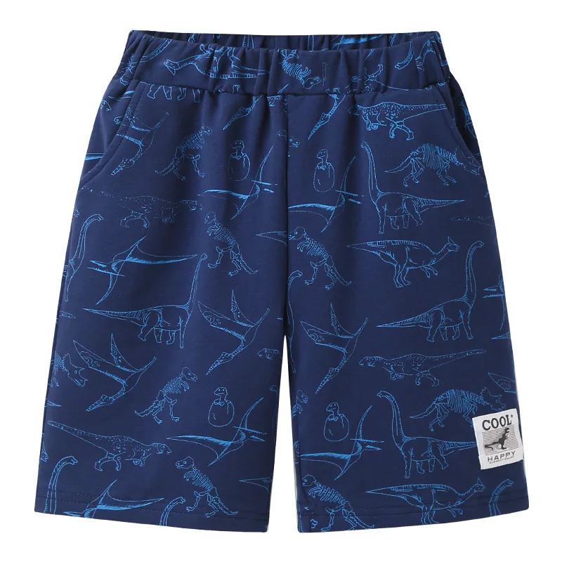 

Шорты для мальчиков 4-14 лет, детские летние штаны до колен, спортивные хлопковые брюки для подростков, одежда с динозаврами