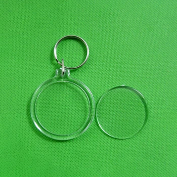 

50pcs Blank Acrylic Picture Frame Key Ring Transparent Insert Photo Keychains