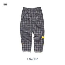 Ретро Клетчатые Шерстяные Мужские штаны Харадзюку, свободные прямые повседневные мужские штаны AW уличный стиль мужские брюки 93362W