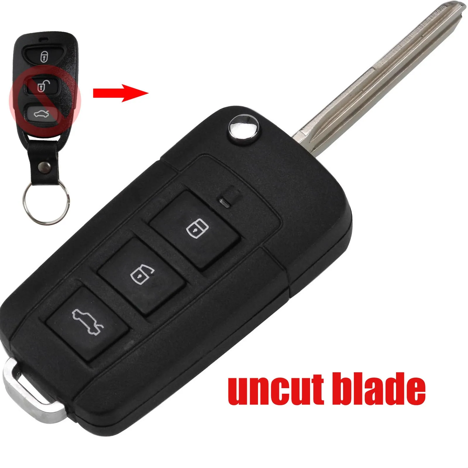 

jingyuqin Key Case for HYUNDAI SONATA NF Car Key 3+1 Buttons Uncut Blade Modified Remote Blank Key Shell Cover