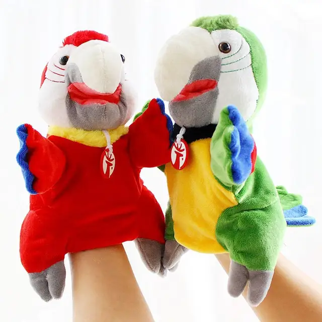Simulation Soft Bird Parrot Plush Sleeve Hand Puppet Stuffed Doll Toy Kids Gift Finger Puppets Parent-child Interaction Gifts 1