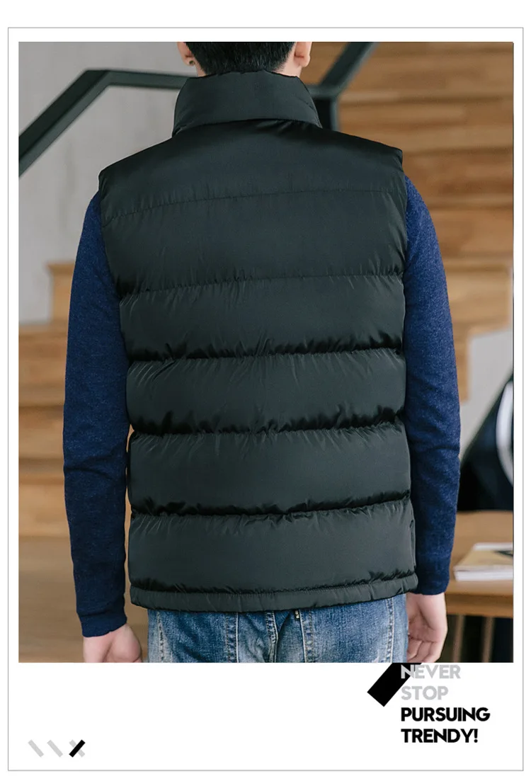 Autumn And Winter New Style Men Sleeveless Thick Warm Waistcoat Casual Fashion Slim Fit Tops Men's Hoodless Customizable