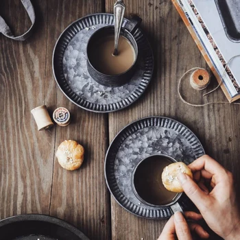 

Photography Props Retro Drinkware Vintage Wrought Iron Vase Old Handle Cup Food Fruit Coffee Cup Home Kitchen