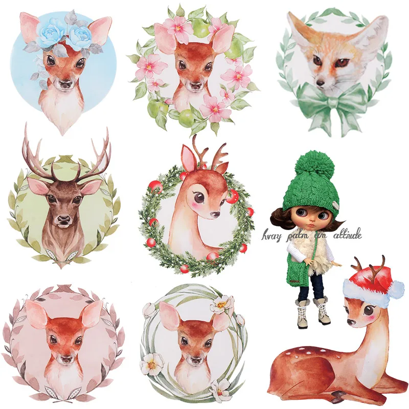 

Lovely Animals Deer Heat Transfer For Clothing Iron On Rabbit Transfers For Clothes Appliques Thermo Stickers For DIY T-shirt