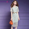 TESSCARA Women Summer Elegant Lace Dress Festa High Quality V-neck Cocktail Party Robe Femme Vintage Designer Pencil Vestidos ► Photo 1/5