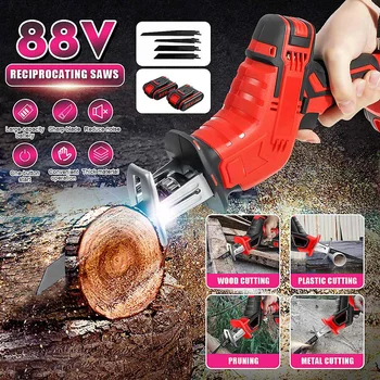 

Doersupp 88V 1/2Lithium Battery Charging Reciprocating Saw PVC Pipes Wood Metal Cutter +4 Saw blades Metal Woodworking Cutters